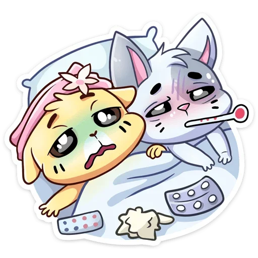 🤒 Стикер «Зимние Бисквит и Ванилька без надписей» для Telegram