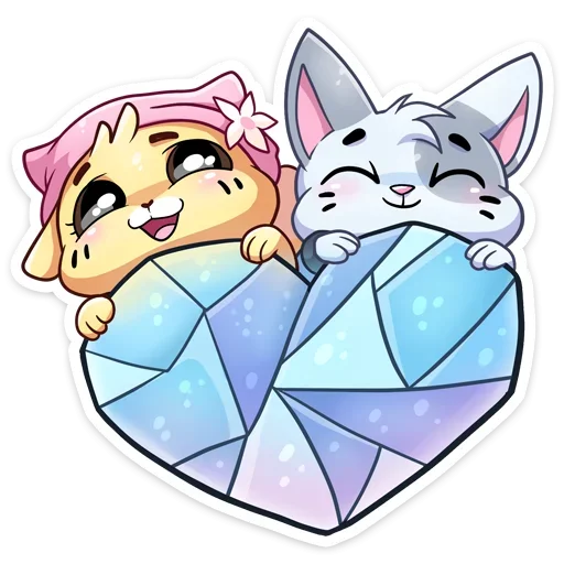 ❤️ Стикер «Зимние Бисквит и Ванилька без надписей» для Telegram